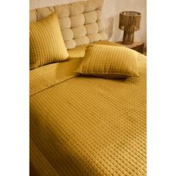 Calma House Colcha color mostaza 240x260 para Cama de 135-150