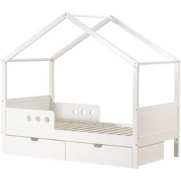 Mobili Rebecca Cama para niños 160x80 cm de madera blanca con 2 cajones