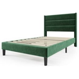 MODFU Cama infantil terciopelo verde 90x200 cm con somier