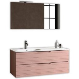 AQA DESIGN Mueble de baño con espejo lavabo izquierda 4 piezas en mdf rosa