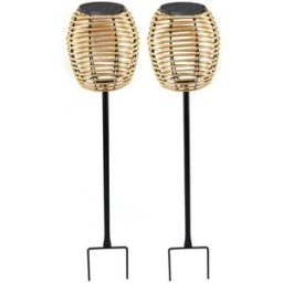 LUMISKY Juego de 2 luces solares con estaca beige h72cm