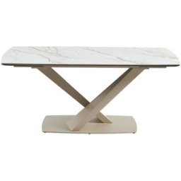 Unique Mesa de comedor cerámica beige, blanco
