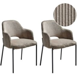 Beliani Conjunto de 2 sillas de comedor pana gris pardo