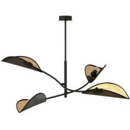 Wonderlamp Lámpara colgante con estructuras curvadas y 4 pantallas de tela negra