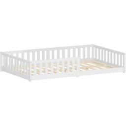 ML-Design Cama de suelo infantil doble 120 x 200 cm blanco madera maciza de pino