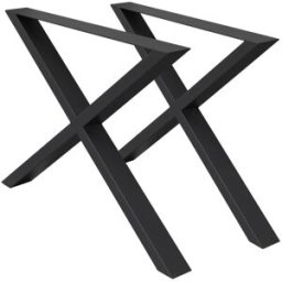 ECD Germany 2x Patas de mesa industrial 60 x 72 cm acero negro diseño cruzado en X