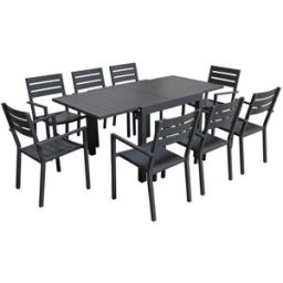 Happy Garden Conjunto de muebles de jardín mesa 90/180cm aluminio antracita