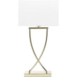Beliani Lámpara de mesa metal blanco dorado