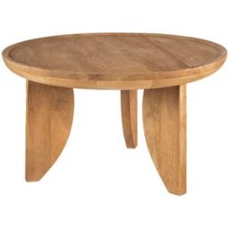 Drawer Mesa baja redonda de madera maciza ø84cm - madera clara