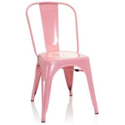 hjh OFFICE Silla de metal sin apoyabrazos rosa