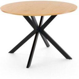 Konte.Design Mesa redonda melamina roble con patas x antracita ø110 × h76 cm