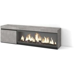 Skraut home Mueble tv efecto madera cemento 158x35x45cm chimenea efecto fuego