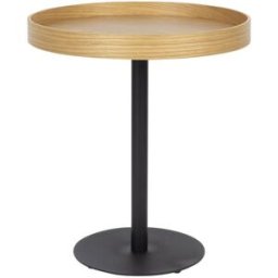 Drawer Mesa auxiliar redonda de madera y metal ø45cm - madera clara