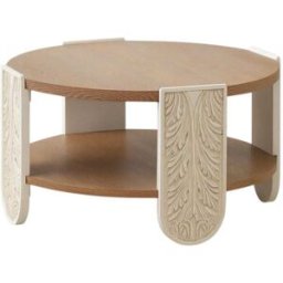 Mathi Design Mesa de centro redonda de madera blanqueada d81