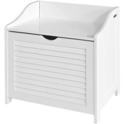 SoBuy Cesto para ropa sucia madera blanco