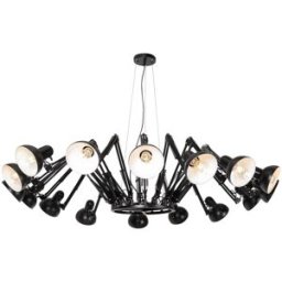 QAZQA Lámpara de techo industrial negra 16 luces orientable