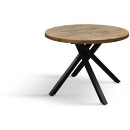 Konte.Design Mesa redonda, acabado roble, patas negras, ø100xh75-140x100x75 cm