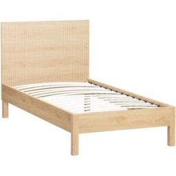 sweeek Cama con somier de láminas y cabecero 90x190cm, decoración madera,