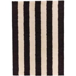 sweeek Alfombra interior con rayas en blanco y negro