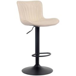 CLP Taburete de bar regulable y giratorio en Simil cuero Crema