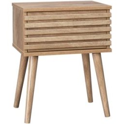 sweeek Mesilla de noche escandinava con decoración en madera