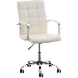 CLP Silla de oficina ajustable giratorio en simil cuero blanco