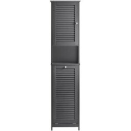 SoBuy Mueble columna de baño con 1 cesto para ropa sucia gris