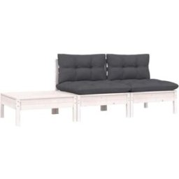 Maison Chic Juego de 3 muebles de jardín madera blanco 63.5x63.5x62.5 cm