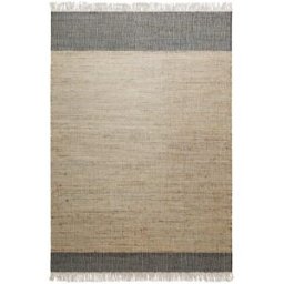 Green Loop Alfombra plana tejida a mano con rayas antracita y beige arena 130x190