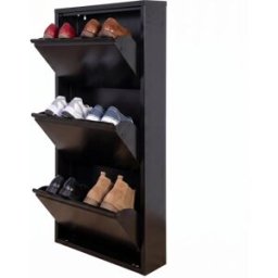 WellHome Zapatero ultrafino de acero color negro 50x13,5x103cm