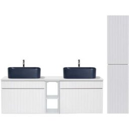 Petits meubles Conjunto mueble lavabo doble 140cm tableros laminados blanco