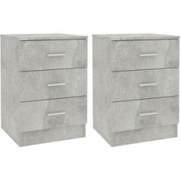 Maison Chic Juego de 2 mesitas de noche aglomerado madera gris 38x35x56cm