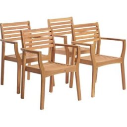 BERAH GETAH Juego de 4 sillones de jardín de madera maciza de acacia