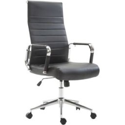 CLP Silla de oficina giratoria regulable en simil cuero negro