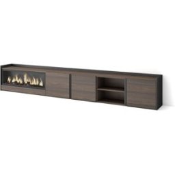 Skraut home Mueble tv efecto madera roble negro 315x35x50cm chimenea efecto fuego