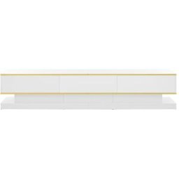 MODFU Mueble tv con 3 cajones brillo 200 cm blanco cálido