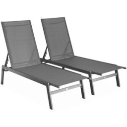 sweeek Tumbona de acero multi posiciones, set de 2, gris