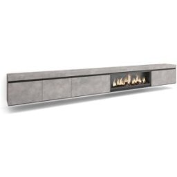 Skraut home Mueble tv efecto madera cemento 368x35x45cm chimenea efecto fuego
