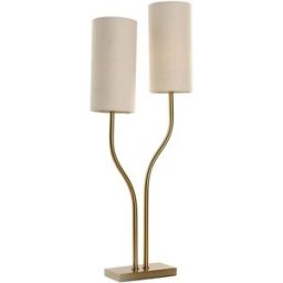 NIYLO Lámpara sobremesa con 2 pantallas en hierro dorado 35x16x100 cm