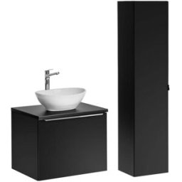 Petits meubles Conjunto lavabo individual 60cm tableros laminados y mdf negro