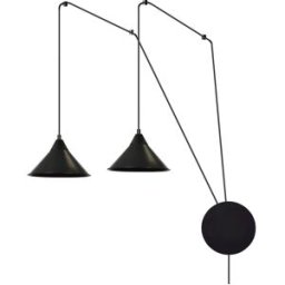Wonderlamp Aplique de pared ajustable con cable de 5m y 2 pantallas negras