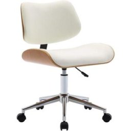 sweeek Silla de oficina con ruedas, madera curvada y acabado en polipiel,