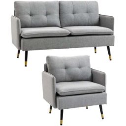Homcom Conjunto de sofá 139x68x80 cm gris