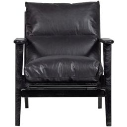 WOOOD Sillón de cuero auténtico negro