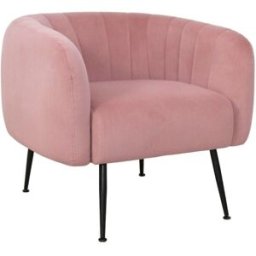 Home Heavenly Butaca diseño envolvente de terciopelo rosa y patas negras