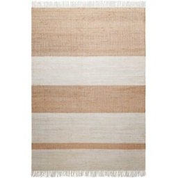 Green Loop Alfombra plana tejida a mano con rayas beige y marrón 160x230