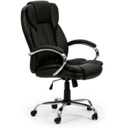 HOMN Sillón de oficina elevable y reclinable piel sintética, color negro