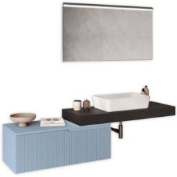 AQA DESIGN Mueble de baño 4 piezas en mdf antracita/azul tiffany