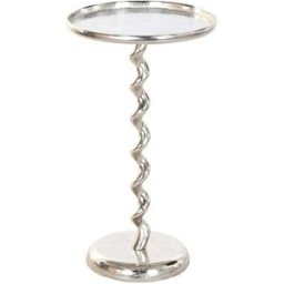 NIYLO Mesita auxiliar espiral de aluminio plateado 35x35x61 cm