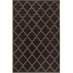 Wecon Home Alfombra negro con diseño oriental color coral para exterior 200x133